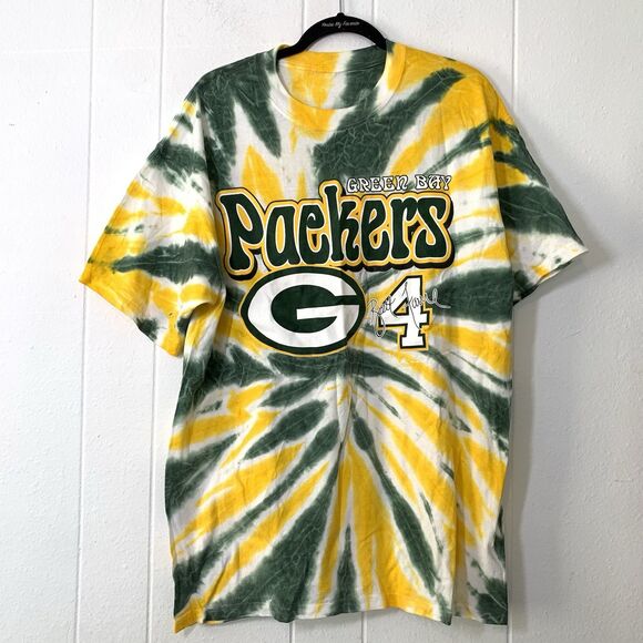 Vtg Green Bay Packers Adult XL T Shirt Brett Favre Tie Dye Short Sleeve 1999 - Picture 1 of 5